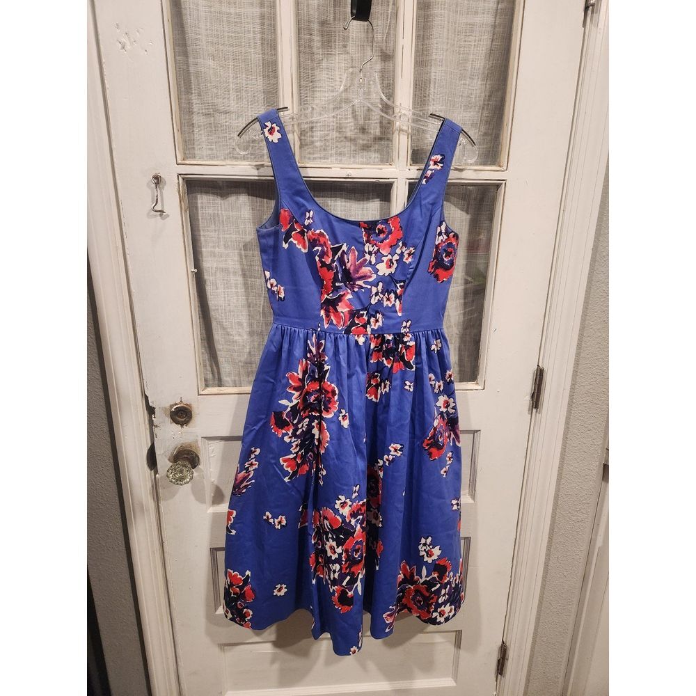 Donna Morgan A-Line Blue‎ Floral Knee Length Pocket Dress